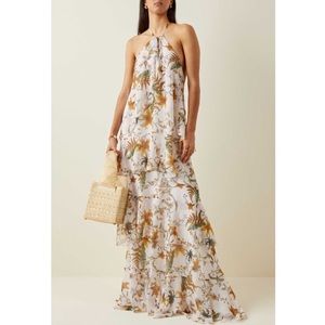 Andres Otalora Woumani floral chiffon maxi halter dress